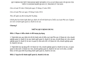 Nghị định 22/2015/NĐ-CP hướng dẫn Luật Phá sản về Quản tài viên và hành nghề quản lý thanh lý tài sản