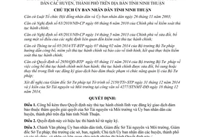 Quyết định 116/QĐ-UBND 2015 công bố thủ tục hành chính đăng ký giao dịch đảm bảo Ninh Thuận