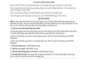 Quyết định 07/2015/QĐ-UBND mức trần thù lao công chứng Vĩnh Phúc