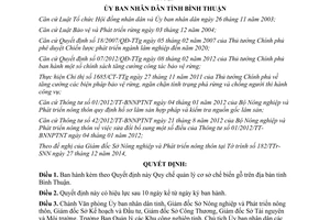 Quyết định 07/2015/QĐ-UBND quản lý cơ sở chế biến gỗ Bình Thuận