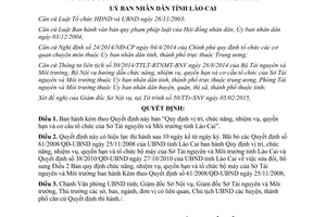Quyết định 09/2015/QĐ-UBND chức năng quyền hạn cơ cấu tổ chức Sở Tài nguyên Môi trường Lào Cai