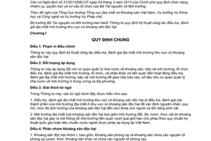 Thông tư 06/2015/TT-BTNMT điều tra đánh giá địa chất môi trường khu vực có khoáng sản độc hại