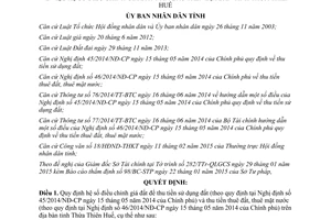 Quyết định 09/2015/QĐ-UBND hệ số điều chỉnh giá đất 2015 Thừa Thiên Huế