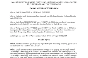 Quyết định 08/2015/QĐ-UBND chức năng nhiệm vụ quyền hạn cơ cấu tổ chức của Thanh tra tỉnh Lào Cai
