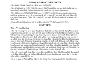 Quyết định 561/QĐ-UBND 2015 chức năng nhiệm vụ quyền hạn cơ cấu tổ chức Sở Nội vụ Hưng Yên