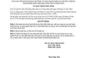 Quyết định 402/QĐ-UBND 2015 đánh giá xếp loại công tác cải cách hành chính Thừa Thiên Huế