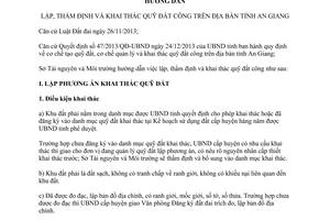 Hướng dẫn 194/HD-STNMT 2015 lập thẩm định khai thác quỹ đất công tỉnh An Giang