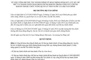 Quyết định 355/QĐ-BTC 2015 thủ tục hành chính đăng ký lưu ký bù trừ thanh toán giao dịch chứng khoán