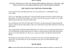 Quyết định 453/QĐ-UBND 2015 công bố thủ tục hành chính văn hóa thể thao du lịch gia đình Hải Phòng