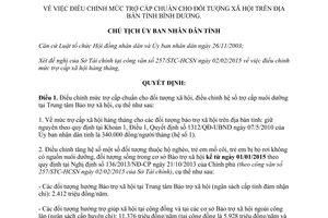 Quyết định 462/QĐ-UBND 2015 điều chỉnh mức trợ cấp chuẩn cho đối tượng xã hội tỉnh Bình Dương