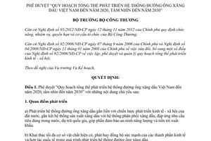 Quyết định 1755/QĐ-BCT 2015 phát triển hệ thống đường ống xăng dầu Việt Nam 2020 2030