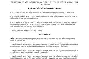Quyết định 415/QĐ-UBND 2015 bãi bỏ văn bản quy phạm pháp luật tỉnh Tiền Giang