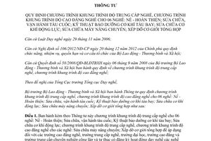 Thông tư 09/2015/TT-BLĐTBXH chương trình khung trình độ nghề cao đẳng nghề