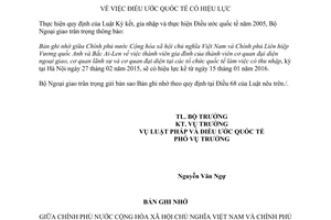 Thông báo 63/2015/TB-LPQT thành viên gia đình của thành viên cơ quan đại diện ngoại giao Việt Nam Anh