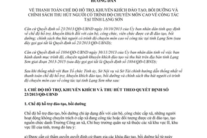 Hướng dẫn 11/HD-SNV-STC 2015 thanh toán hỗ trợ đào tạo bồi dưỡng người về công tác tại Lạng Sơn