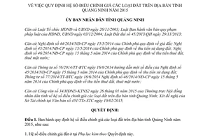Quyết định 568/2015/QĐ-UBND hệ số điều chỉnh giá các loại đất Quảng Ninh