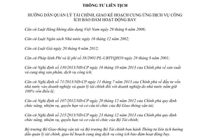 Thông tư liên tịch 03/2015/TTLT-BGTVT-BTC quản lý tài chính dịch vụ công ích đảm bảo hoạt động bay