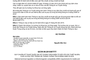Thông tư 02/2015/TT-BTTTT Quy chuẩn kỹ thuật quốc gia về tương thích điện từ