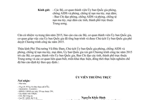 Công văn 17/PCAIDSMTMD Chương trình công tác 2015