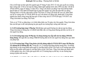 Công văn 145/TLĐ 2015 giải quyết vướng mắc về tai nạn lao động bệnh nghề nghiệp trước năm 1995