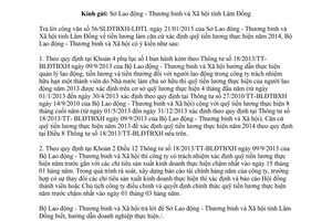 Công văn 431/LĐTBXH-LĐTL 2015 tiền lương làm căn cứ xác định quỹ tiền lương 2014