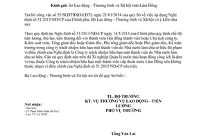 Công văn 432/LĐTBXH-LĐTL 2015 áp dụng 51/2013/NĐ-CP chế độ tiền lương thù lao tiền thưởng