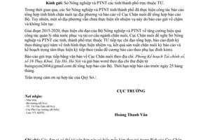 Công văn 96/CN-KHTC 2015 công tác báo cáo tình hình sản xuất chăn nuôi định kỳ