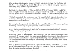 Công văn 454/TCT-QLN 2015 xử lý tiền phạt chậm nộp của thuế thu nhập doanh nghiệp được miễn