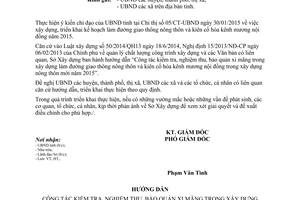 Công văn 172/SXD-HTKT 2015 nghiệm thu bảo quản xi măng trong xây dựng làm đường kênh mương