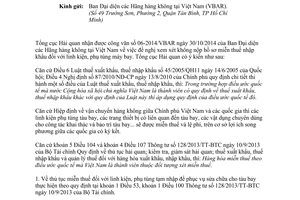 Công văn 1111/TCHQ-TXNK 2015 nhập khẩu miễn thuế các vật phẩm của hãng hàng không