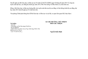 Công văn 1028/VPCP-KGVX hướng dẫn tuyển sinh hệ cao đẳng và đào tạo liên thông 2015