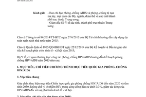 Công văn 930/BYT-UBQG50 triển khai kế hoạch phòng chống HIV AIDS 2015