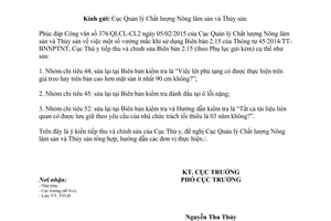 Công văn 247/TY-TYCĐ 2015 vướng mắc sử dụng Biên bản 2.15 Thông tư 45/2014/TT-BNNPTNT
