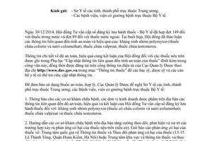 Công văn 2484/QLD-TT 2015 cung cấp thông tin liên quan đến kháng sinh thuốc