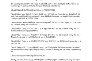 Công văn 608/TCT-KK 2015 kê khai khấu trừ thuế giá trị gia tăng