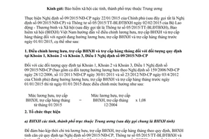 Công văn 537/BHXH-CSXH 2015 điều chỉnh lương hưu trợ cấp bảo hiểm xã hội trợ cấp hàng tháng