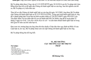 Công văn 544/BTP-BTTP 2015 từ chối cấp Chứng chỉ hành nghề luật sư