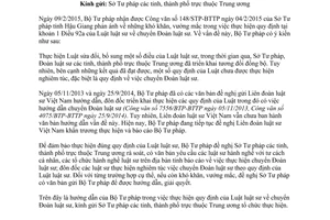 Công văn 555/BTP-BTTP 2015 chuyển Đoàn luật sư quy định Luật luật sư