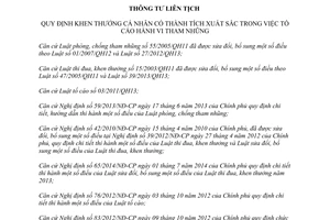 Thông tư liên tịch 01/2015/TTLT-TTCP-BNV khen thưởng cá nhân có thành tích trong tố cáo tham nhũng