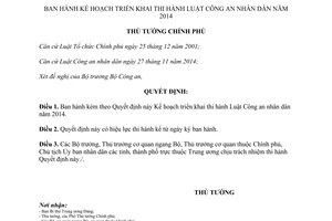 Quyết định 363/QĐ-TTg 2015 Kế hoạch triển khai thi hành Luật Công an nhân dân 2014