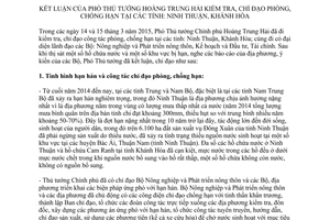 Thông báo 89/TB-VPCP 2015 kết luận của Phó Thủ tướng về phòng chống hạn ở Ninh Thuận Khánh Hòa