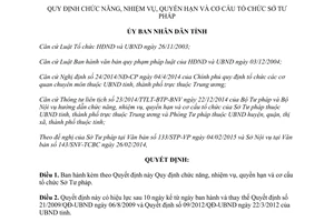 Quyết định 11/2015/QĐ-UBND chức năng quyền hạn cơ cấu tổ chức Sở Tư pháp Hà Tĩnh