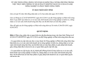 Quyết định 606/QĐ-UBND phân công phân cấp cơ quan kiểm tra cấp địa phương Bình Dương 2015