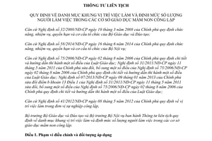 Thông tư liên tịch 06/2015/TTLT-BGDĐT-BNV định mức số lượng người làm việc ở cơ sở giáo dục mầm non
