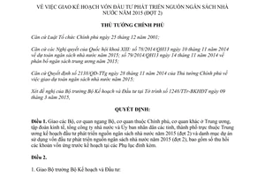 Quyết định 345/QĐ-TTg 2015 giao kế hoạch đầu tư phát triển ngân sách nhà nước đợt 2