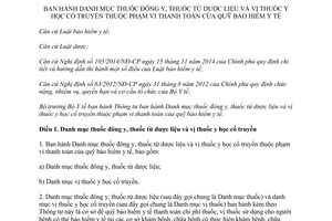 Thông tư 05/2015/TT-BYT Danh mục thuốc đông y thuốc từ dược liệu và vị thuốc y học cổ truyền