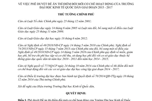 Quyết định 368/QĐ-TTg 2015 đổi mới cơ chế hoạt động của Trường Đại học Kinh tế Quốc dân 2015 2017