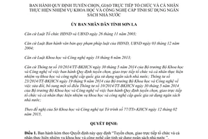 Quyết định 08/2015/QĐ-UBND Tuyển chọn tổ chức và cá nhân thực hiện khoa học công nghệ Sơn La