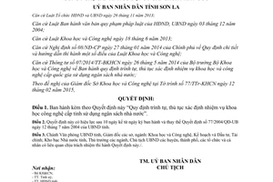 Quyết định 07/2015/QĐ-UBND trình tự thủ tục xác định nhiệm vụ khoa học công nghệ cấp tỉnh Sơn La