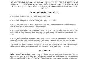 Quyết định 03/2015/QĐ-UBND thu quản lý sử dụng Quỹ Quốc phòng an ninh Phú Thọ